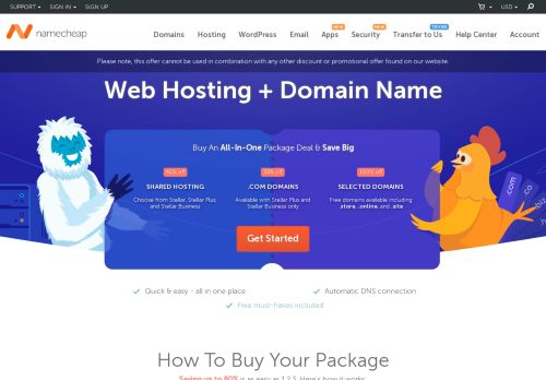 NameCheap-FREE domain when you buy Shared hosting!