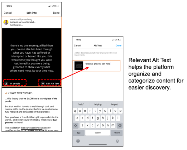 An image showing an Instagram post using relevant alt text.