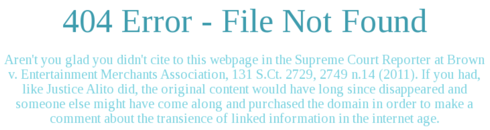 Image describing that a page referenced in a supreme court case has been removed