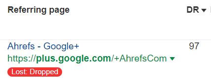 Example of link dropped