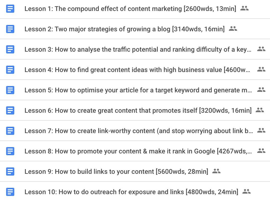 Scripts of the course on Google Docs.