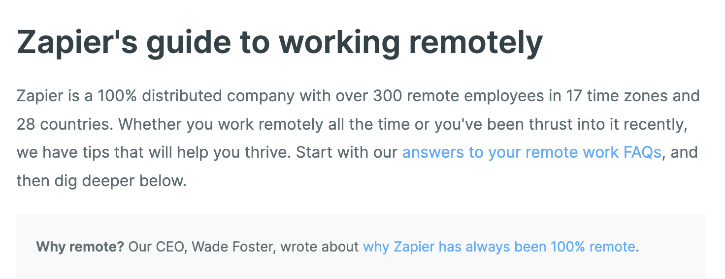 Excerpt from Zapier's guide to working remotely
