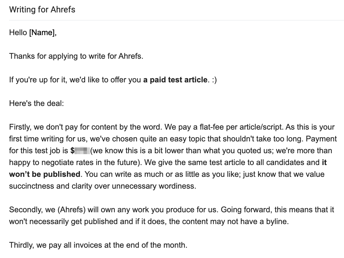 Email we sent to approved applicants