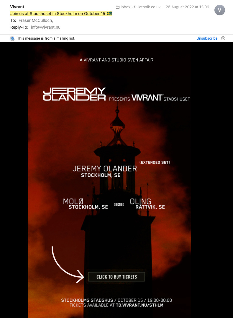 Example of email to promote an event