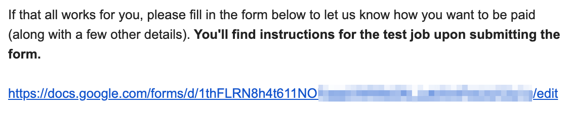 Link to the next part of the process in the email we sent to applicants