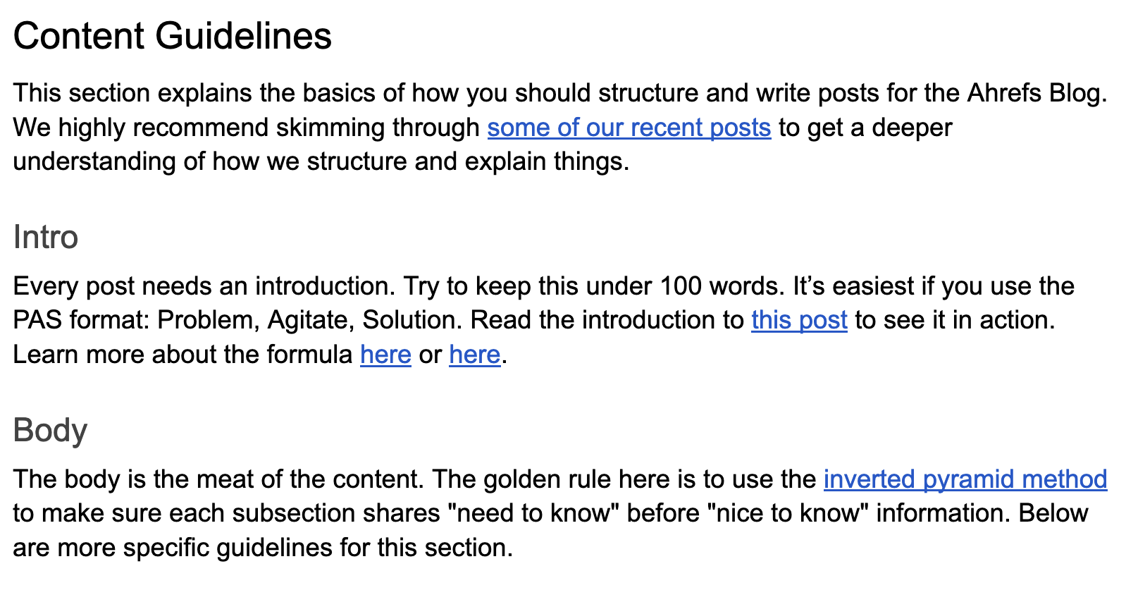 Excerpt from our style guidelines