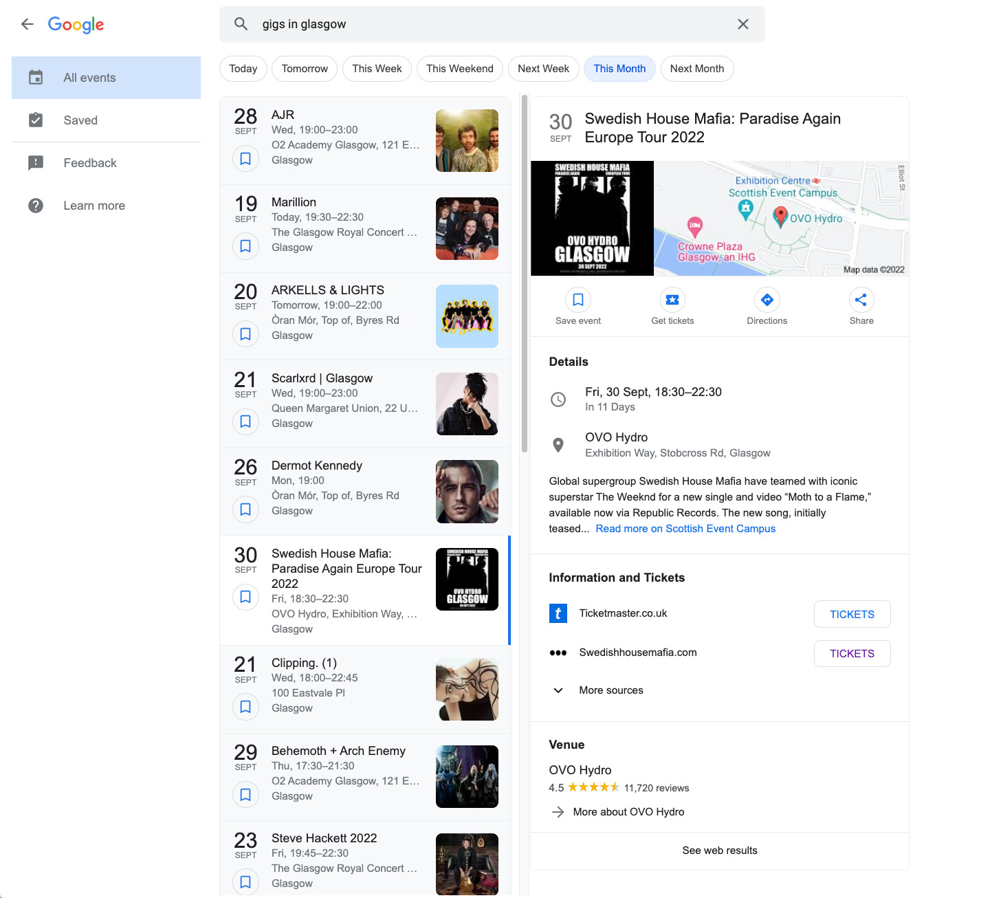 Event pack calendar example