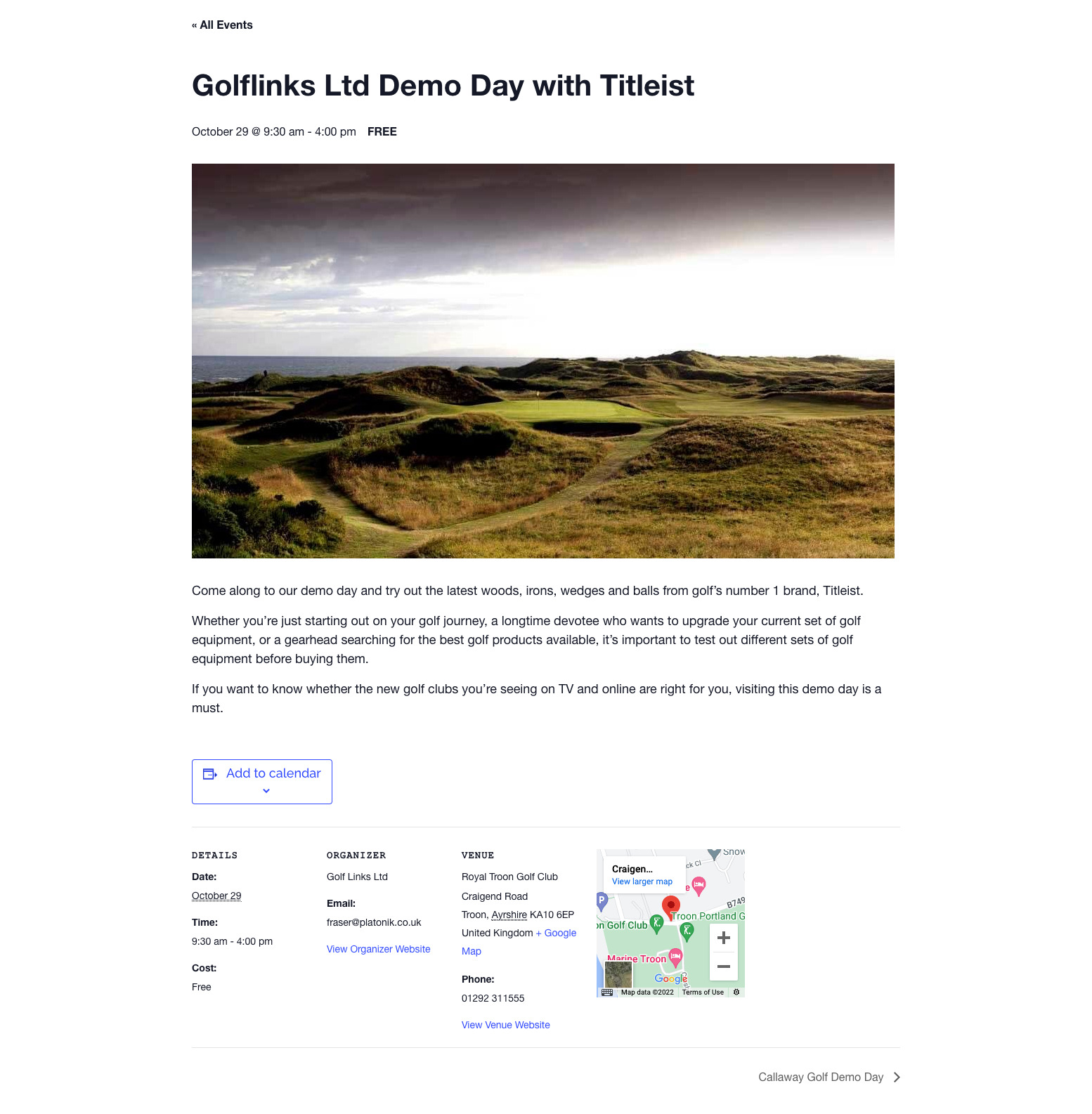 Event created with WordPress Events Calendar plugin