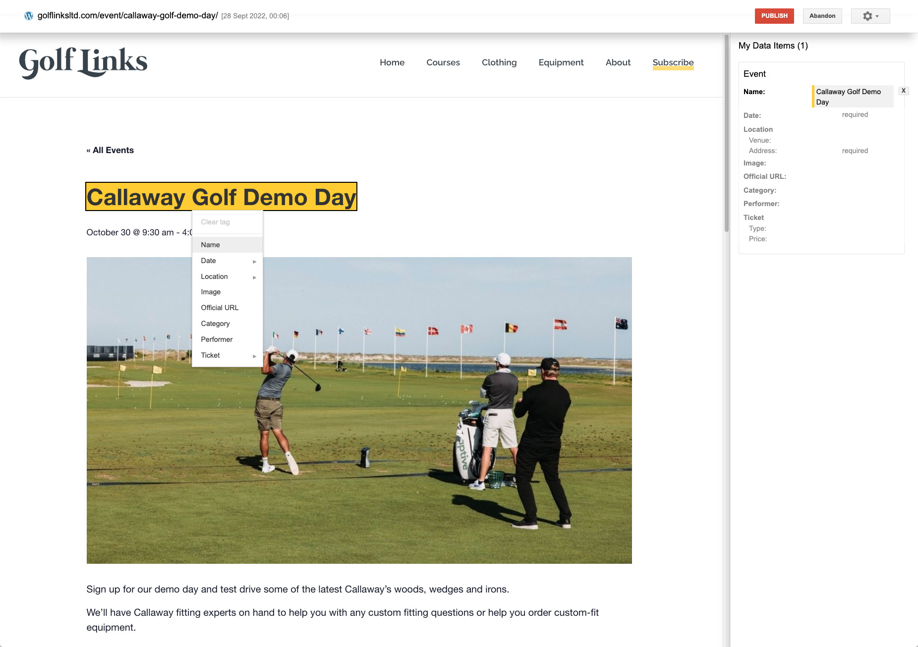 Google Data Highlighter tool