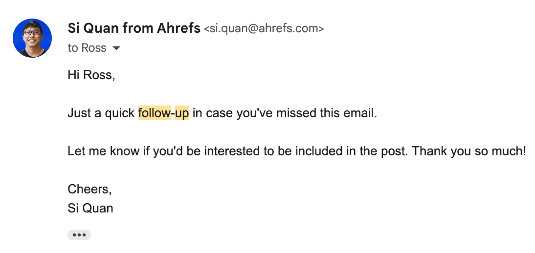 Example of a follow up email