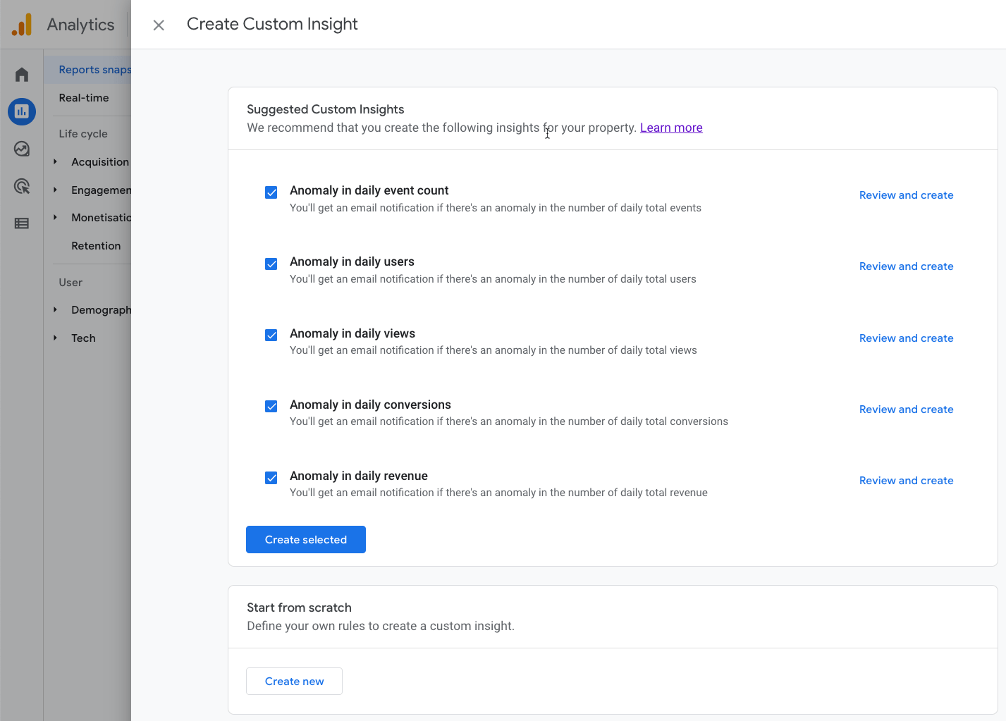 Automated traffic alerts in Google Analytics 4