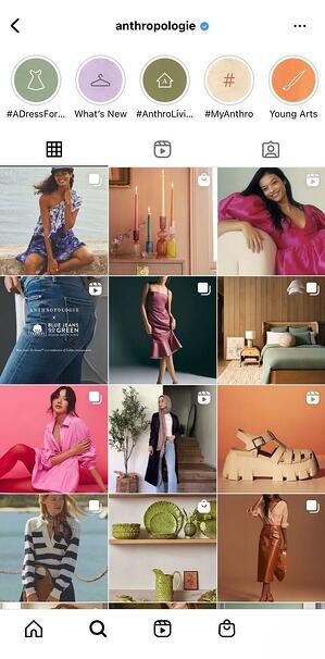 instagram clothing brands: anthropology