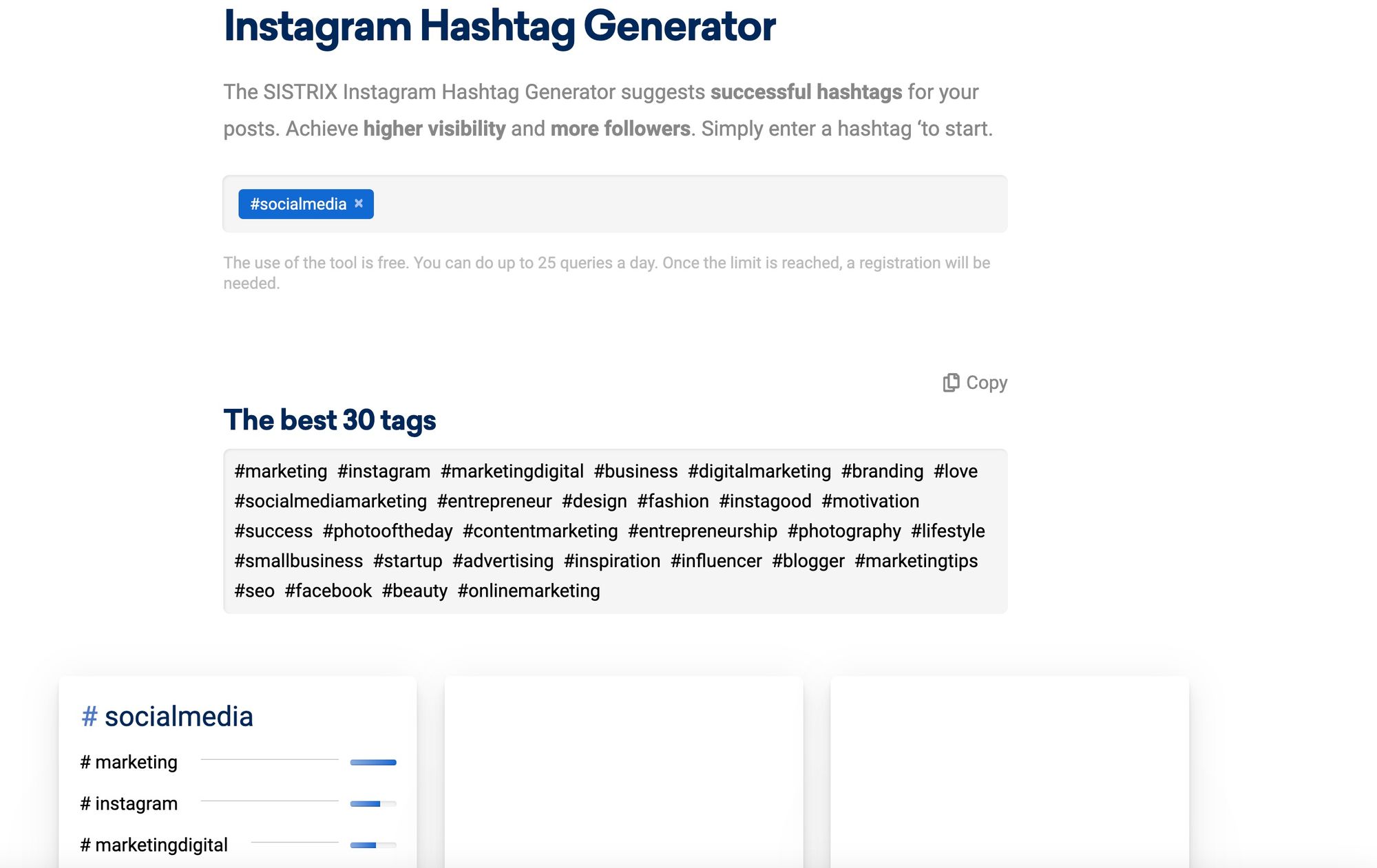 sistrix hashtag generator