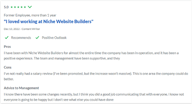 Employee reviews on Glassdoor