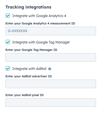 HubSpot tracking integrations