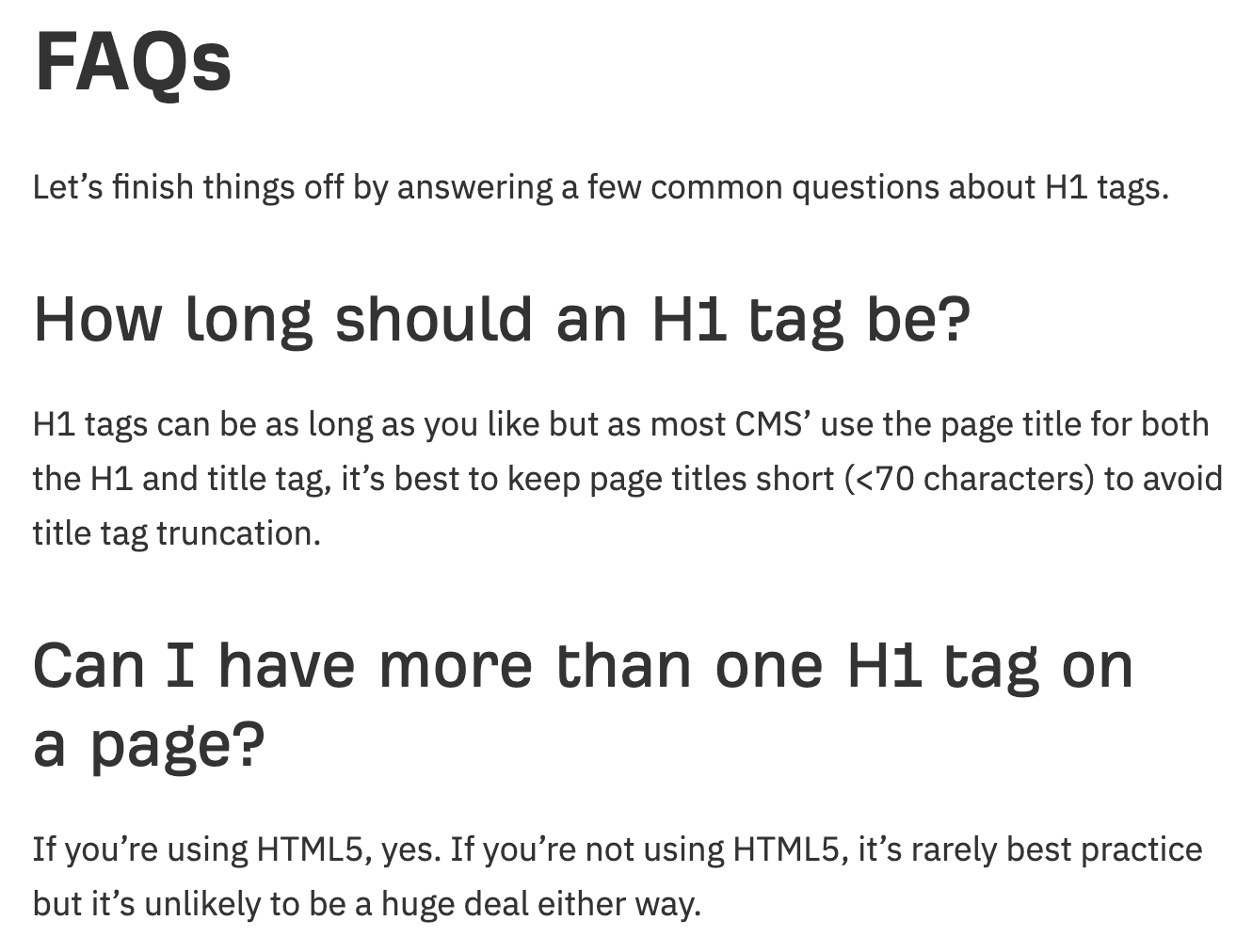 FAQs example, via Ahrefs blog