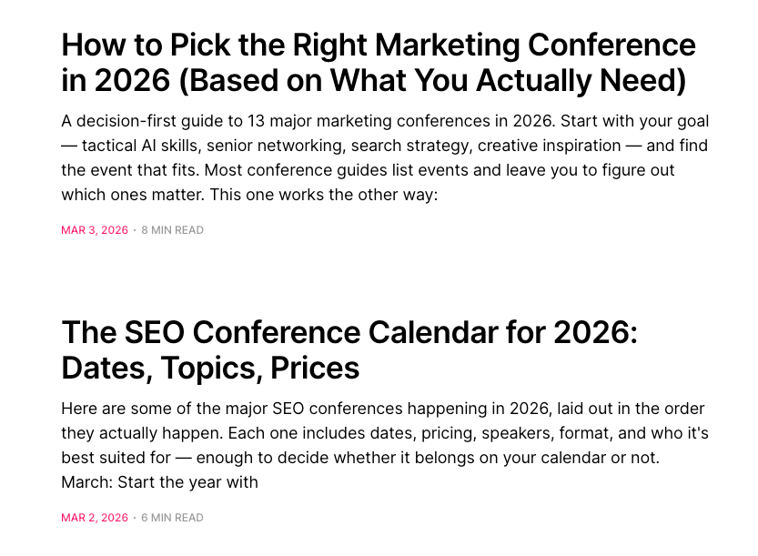 Examples of self-promotion pages published to promote Ahrefs Brand Radar and Ahrefs Evolve